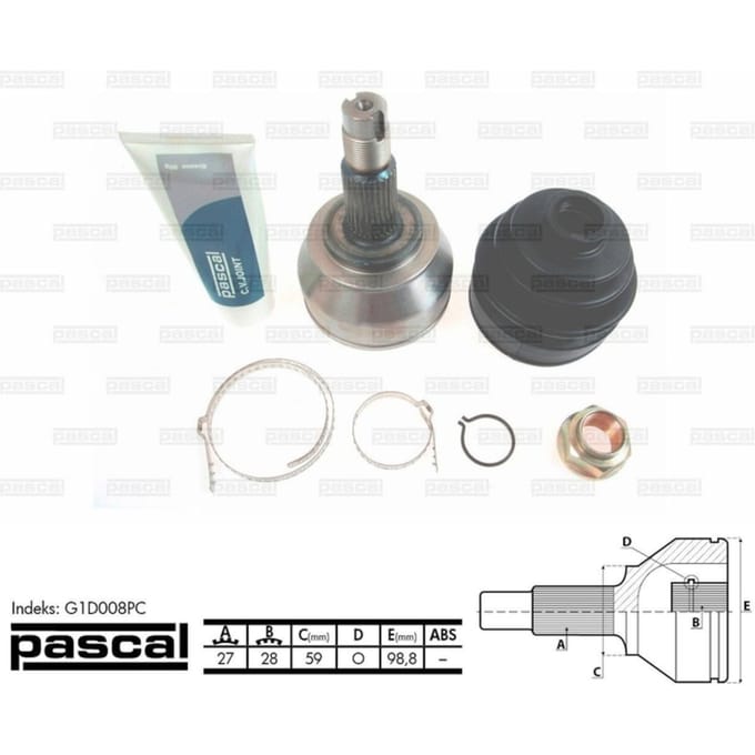 Homokineet reparatie set, aandrijfas PASCAL G1D008PC