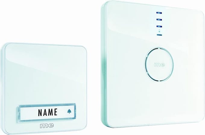 M-E BELL-201 / 231 DRAADLOZE DEURBELSET 1x Deurbeldrukker-zender, 1x Bel-ontvanger 40989