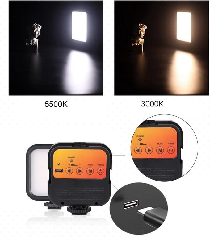 Draagbare LED Videolamp voor Camera en Fotografie met Instelbare Kleurtemperatuur