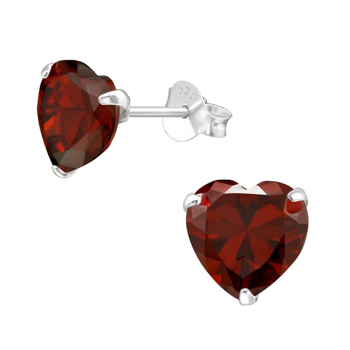 Montebello Oorbellen Elsie Red - 925 Zilver E-Coating - Hart - Ø8mm