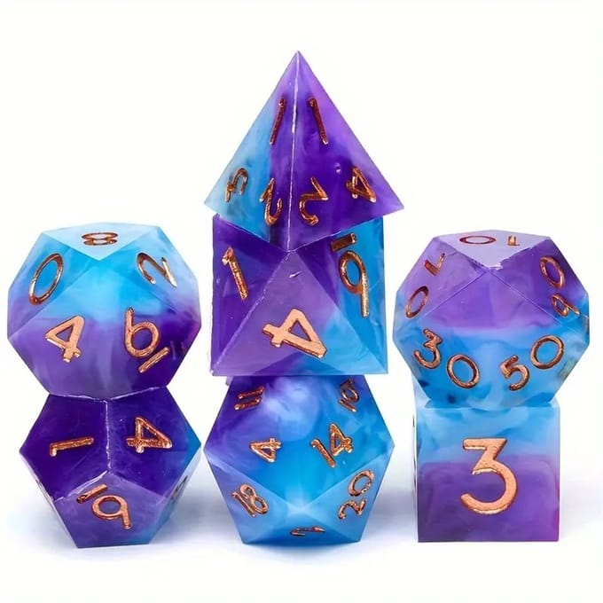 Lapi Toys - Dungeons and dragons - Dnd dice - Polydice - Incl. dice bag - Acryl - Blauw