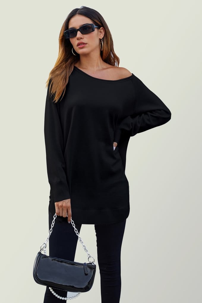 Oversized gebreide trui in zwart