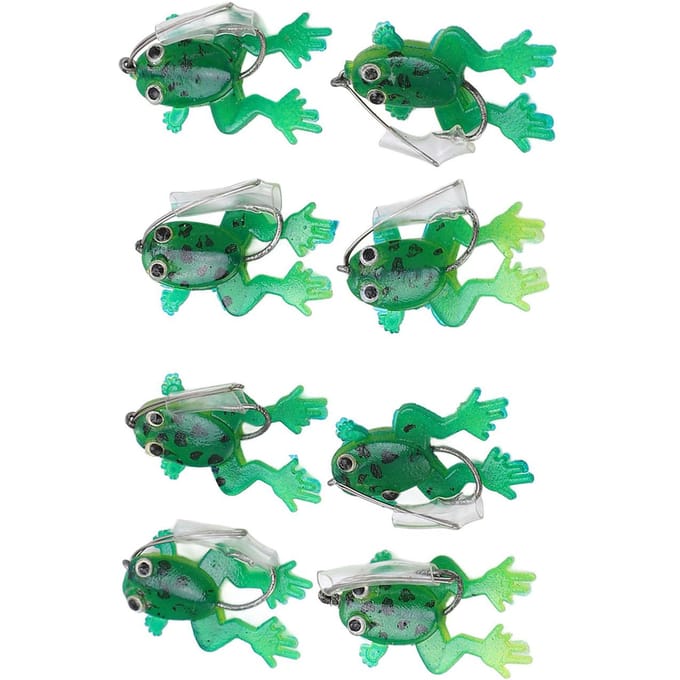 8 Pièces Leurres Souples de Pêche Forme Grenouille Sautante Petit Appât Flottant de Surface pour Pêche en Eau Douce Salée blue