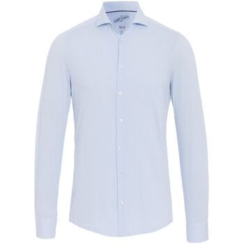 Pure Overhemd Functional Pied De Poule Blauw - Maat 38 - Heren - Overhemden Formeel