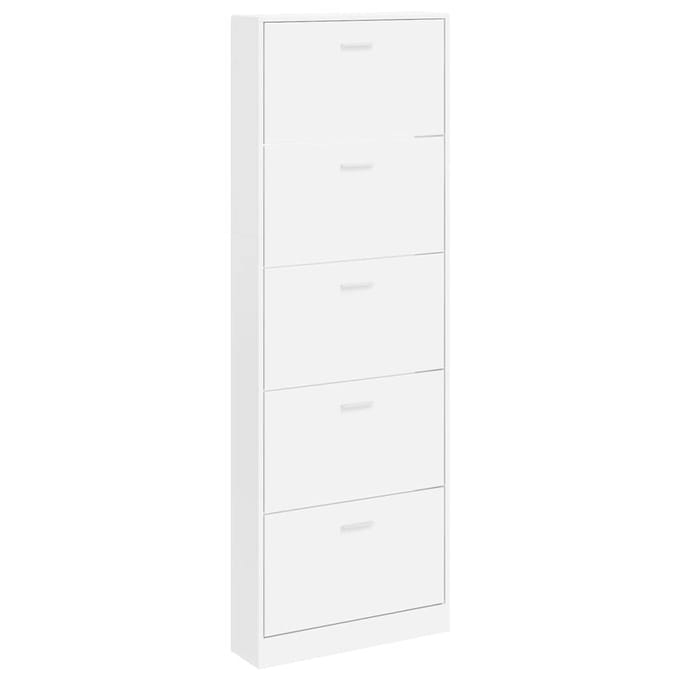 vidaXL - Schoenenkast - hout - met - 5 - opbergvakken - wit