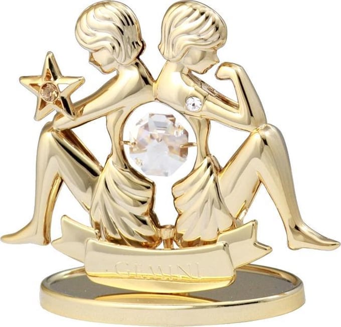 Sterrenbeeld Gemini (Tweeling) 24-karaats verguld en versierd met Swarovski-kristallen