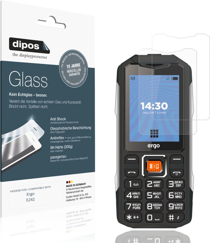 dipos – 2x Matte Pantserfolie geschikt voor Ergo E242 | 9H Screenprotector