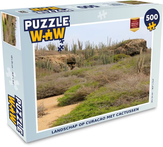 Puzzel Landschap op Curacao met cactussen - Legpuzzel - Puzzel 500 stukjes