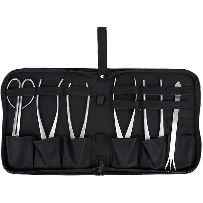 6 stuks Bonsai Tuinplant Boom Scharen Snoeien Knipgereedschap Set met Opbergtas black
