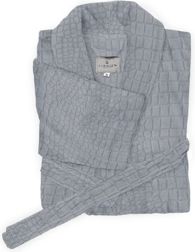 Linnick Flanel Fleece Badjas Croco - zilver - M - Badjas Dames - Badjas Heren
