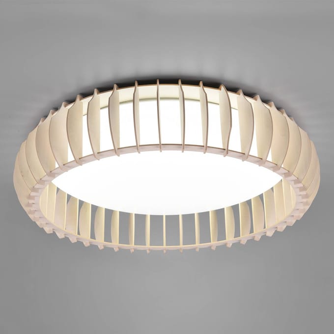 Reality Leuchten LED plafondlamp Monte, CCT, Ø 60 cm, licht hout