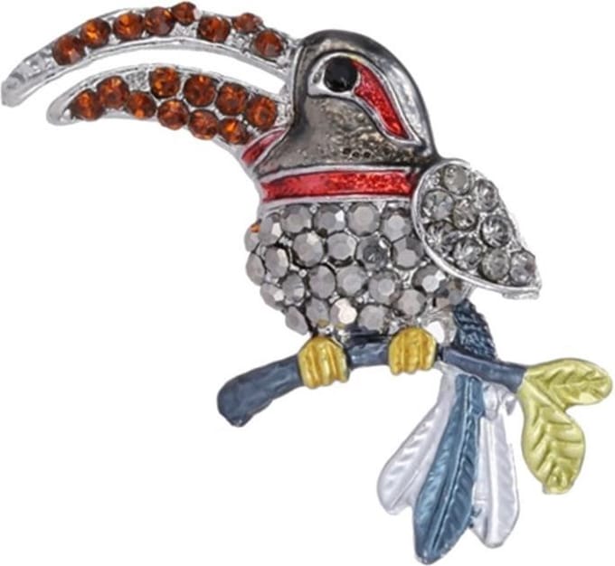 Fako Bijoux® - Broche - Vogel - Toekan - 29x41mm - Grijs
