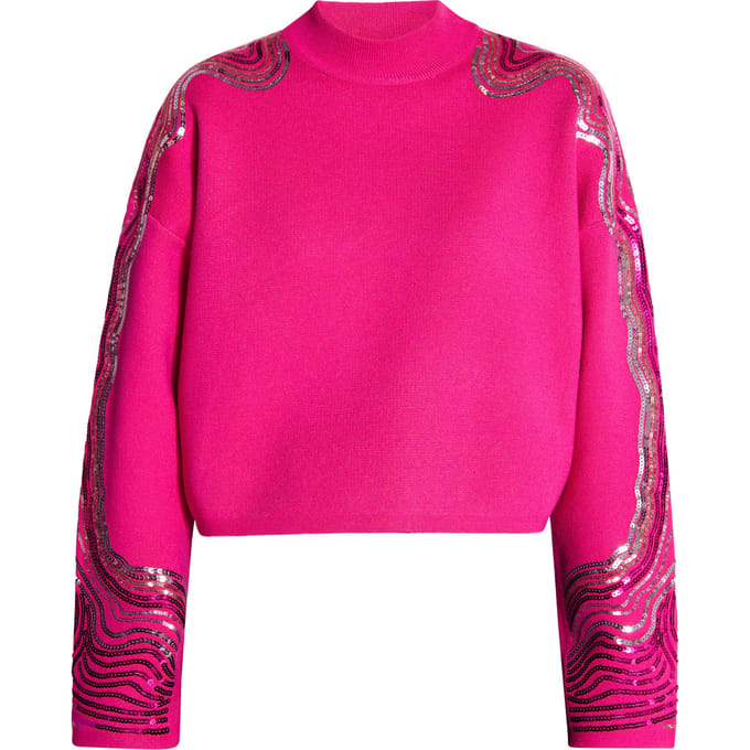 Faina Gebreide trui met pailletten Dames roze