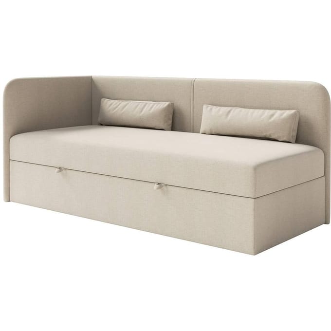 Jeugdbed Cambrils chenille links 90 x 200 cm met opbergruimte | NADUVI Collection