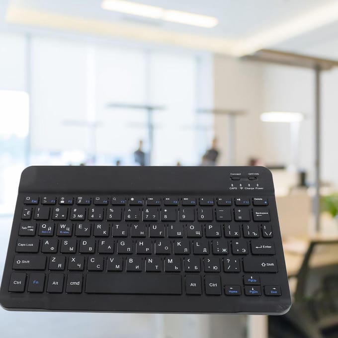Clavier russe sans fil ultra-large 10,1 pouces, 80 touches, Bluetooth 3.0, pour Android et Windows black