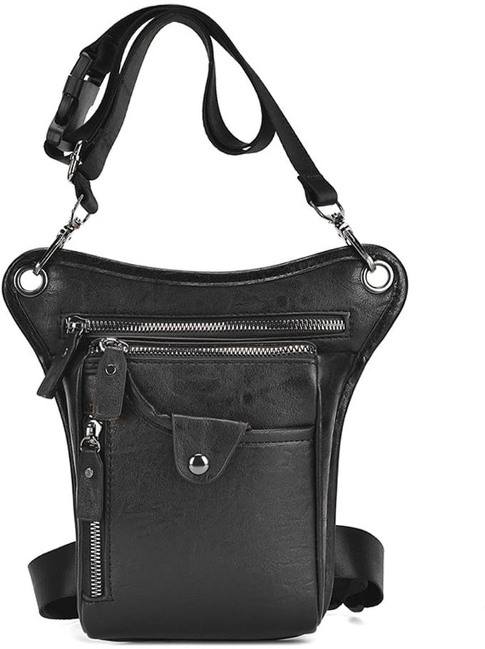 Duurzame leren beentas voor dames en heren - multifunctioneel en stylish-Zwart