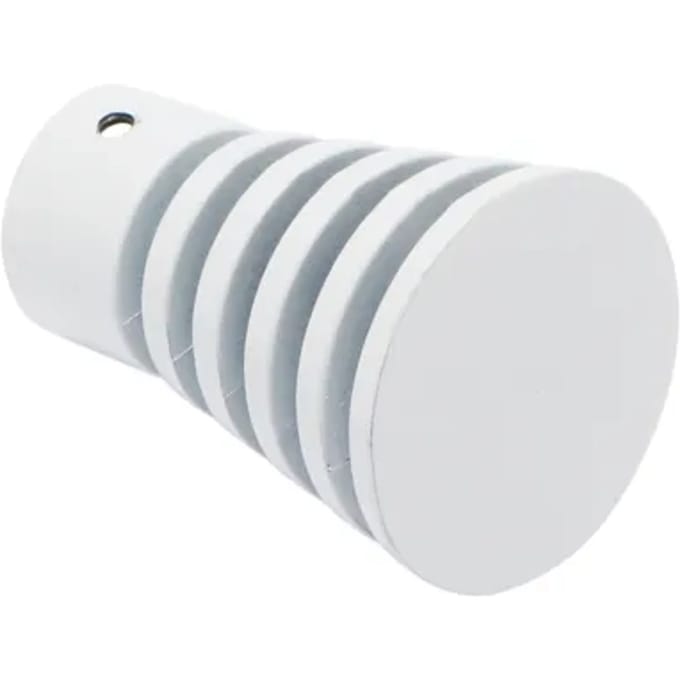 Decomode Gordijnknop Con. Grijs Wit Hoogglans 20mm - 2 Stuks