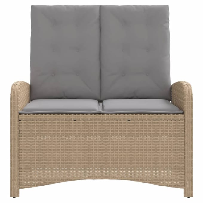 vidaXL - Tuinbankje - verstelbaar - met - kussens - poly - rattan - beige