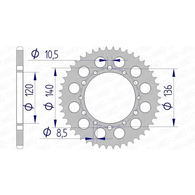 Couronne moto alu Afam 520 42T