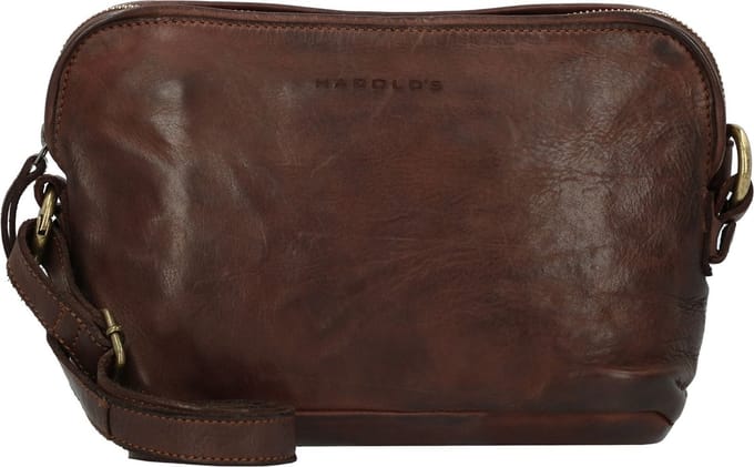 HAROLD'S Leren Schoudertas Submarine Postbag Brown Donkerbruin