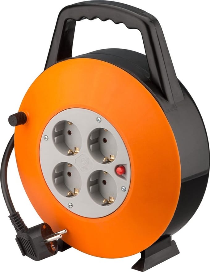 Pro Cable reel 15 m orange-black - with 4 protective