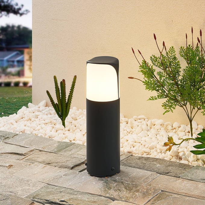 Lucande - Sokkellamp - 1licht - Aluminium, polycarbonaat - H: 30 cm - E27 - antraciet, wit