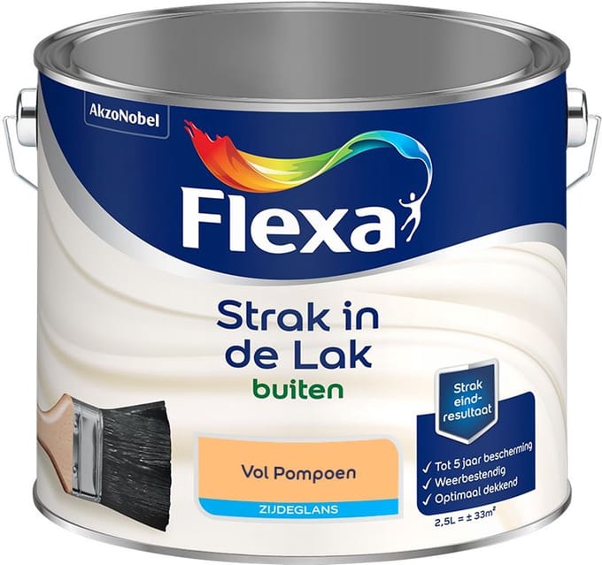 Flexa - Strak In De Lak Buitenlak Zijdeglans - Vol Pompoen - Mengverf - 2,5 L