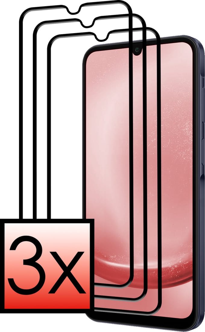 Screenprotector - 3 Stuks - Geschikt voor Samsung Galaxy A25 - Full Cover - Beschermglas - Gehard Glas - Tempered Glass - Screen Protector