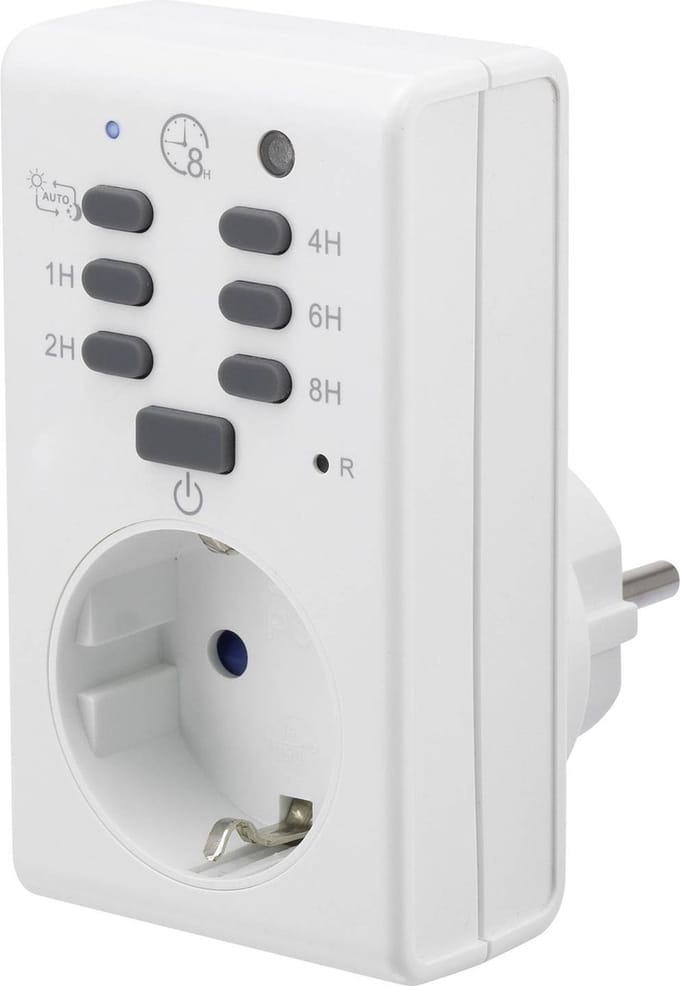 Renkforce 1289333 Stekkerdoos-timer Analoog Dagprogramma 1800 W IP20 Schemerfunctie, Countdown-functie