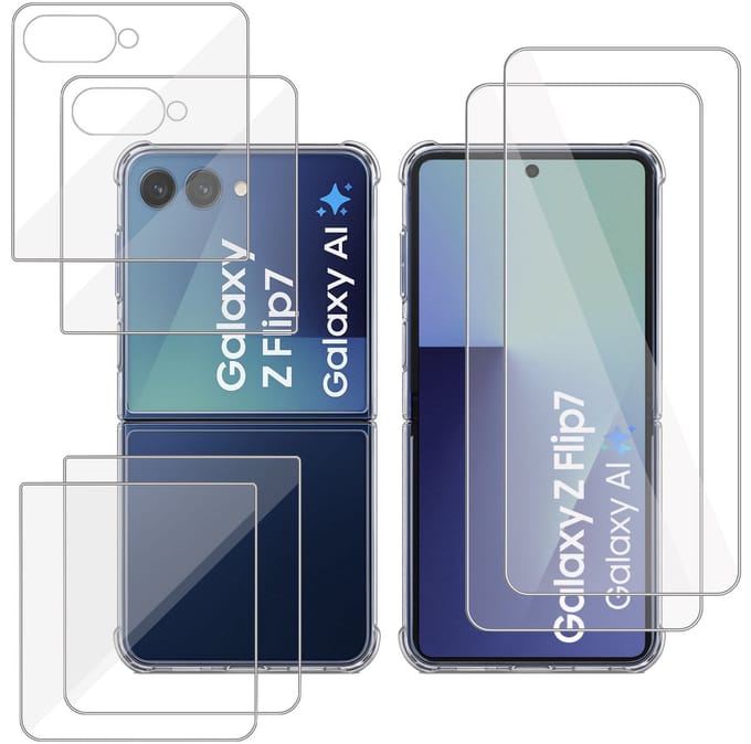 TechNow Hoesje + 2x Screenprotector geschikt voor Samsung Galaxy Z Flip 7 Hoesje Screenprotector - Extreme Shock Case Transparant