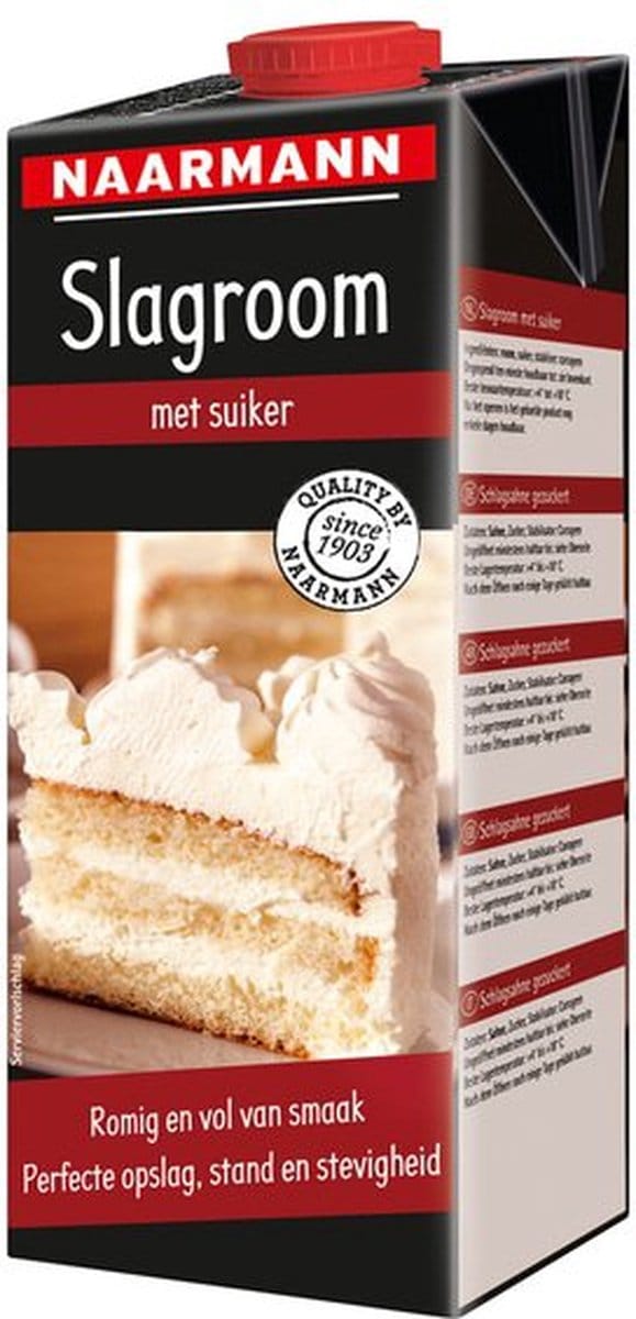 Naarmann slagroom met suiker 32% pak met schroefdop 1 liter