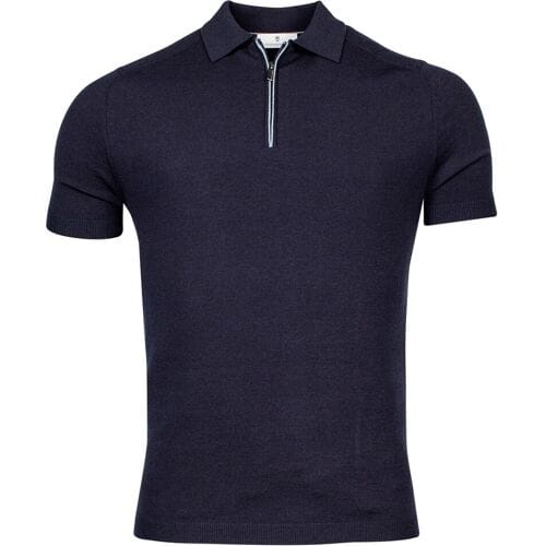 Thomas Maine Pullover Polo Half Zip Short Sleeve Single & Rib Knit Navy / male