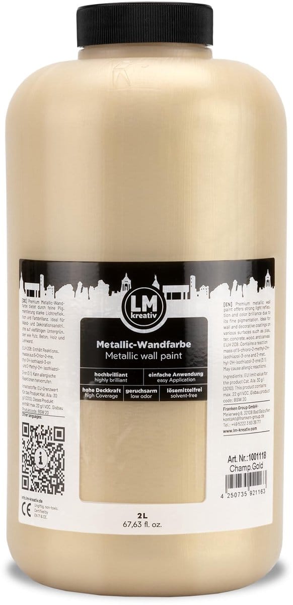 LM-Kreativ Metallic wandverf – 2 liter – champagne goud – glans