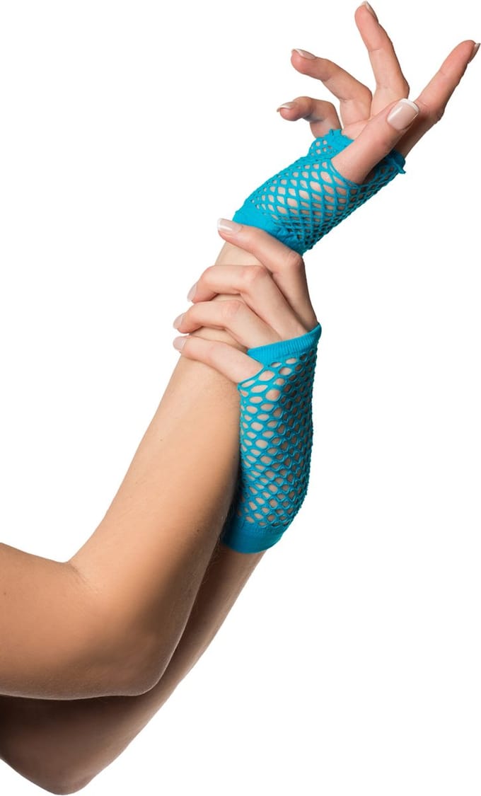 Partychimp Voordeelverpakking 6 pack Nethandschoenen Vingerloos Dames Turquoise One-size – 6 pack