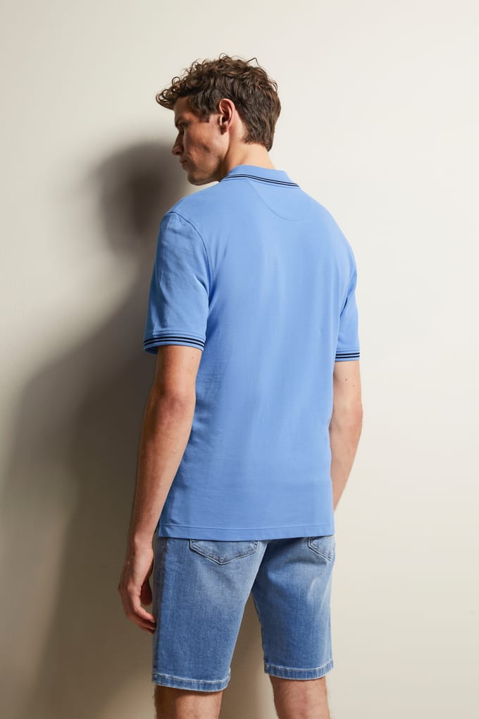 Bugatti Herren Poloshirt met contrasterende strepen