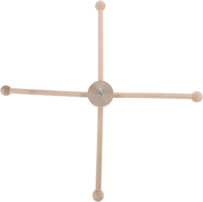 Houten Windgong Standaard - Mobiel Hanger - Decoratieve Presentatie - Platte Basis Stabiliteit - 358 cm - Khaki