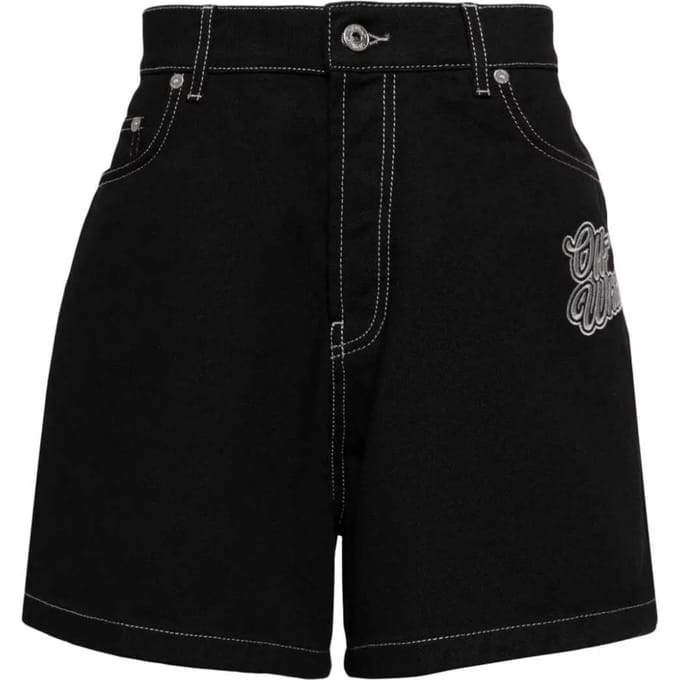 Donker gewassen shorts met logoborduursel in zwart