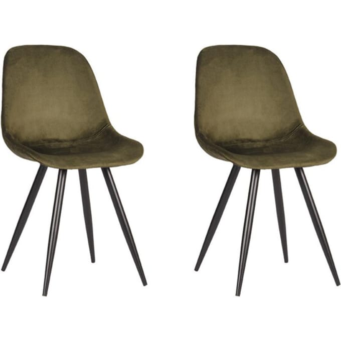 LABEL51 - Eetkamerstoel Capri - Groen - 56x46x88cm - Set van 2