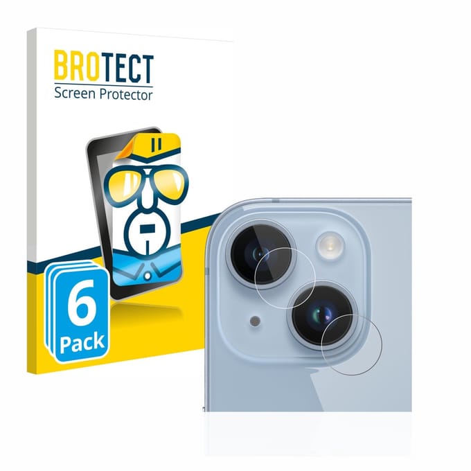 BROTECT - Screenprotector voor Apple iPhone 14 (ALLEEN Camera Lens) - Folie Beschermfolie transparant 6 Stuks