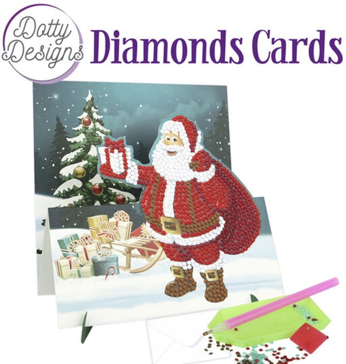 Dotty Designs Diamond Easel Card 140 - Santa with Sledge