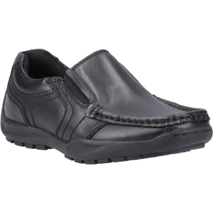 Hush Puppies Morgan Leer Jongens Zwarte Loafers