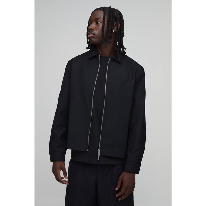 Op Maat Gemaakte Harrington Coördinatie Jas Met Rits | Black | Size Medium
