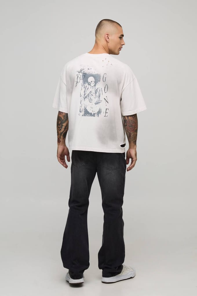 Slim Fit Uitlopende Gewassen Jeans | Washed Black | Size 36R