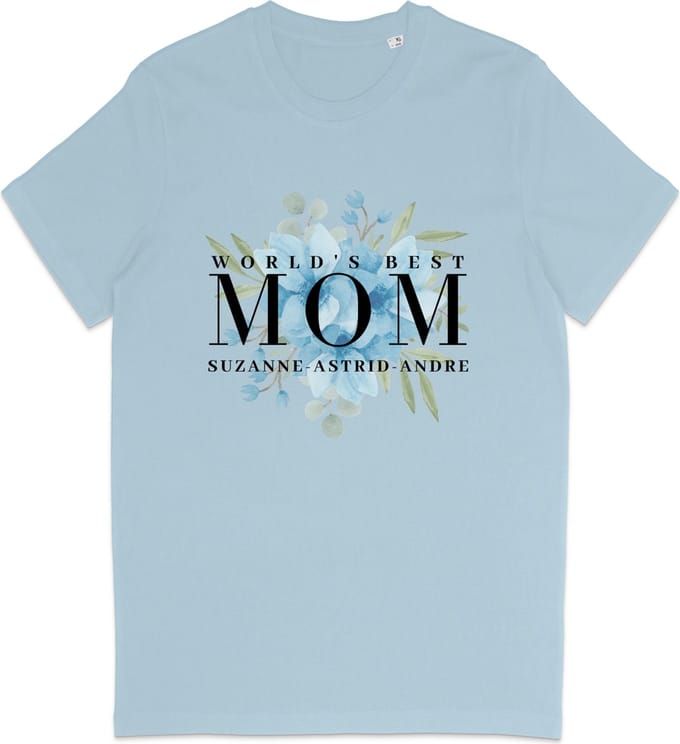 T Shirt Dames Gepersonaliseerd Cadeau - Beste Moeder Van De Wereld - Licht Blauw - S