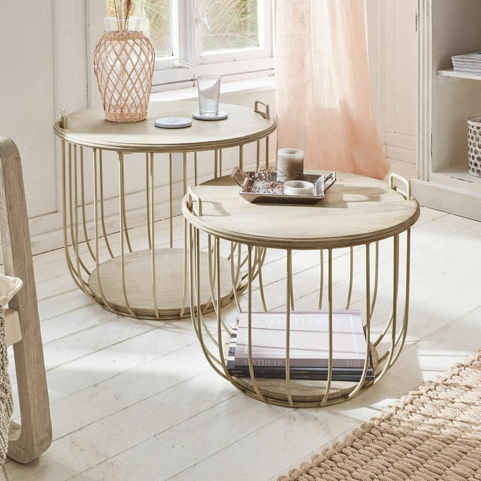LOBERON Salontafel set van 2 Lawson antiekwit