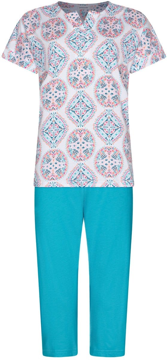 Pastunette - Pyjama - Ipanema - Katoen/Modal - Turquoise/Wit - Maat 38
