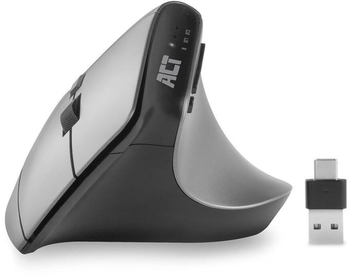 ACT Draadloze Ergonomische Muis met Bluetooth en USB-C/USB-A AC5155
