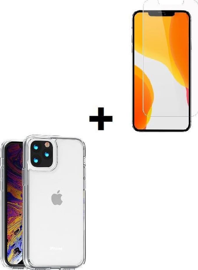 iPhone 12 Hoesje - Transparant - iPhone 12 Screenprotector - Siliconen Hoesje + Screenprotector