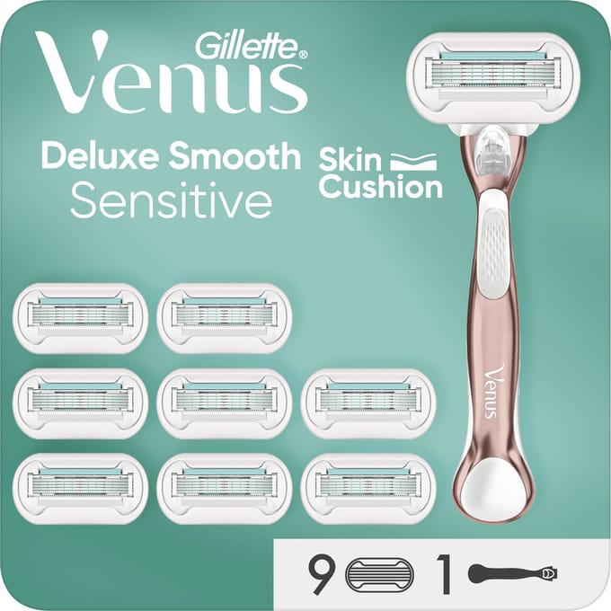 Gillette Venus Deluxe Smooth Sensitive - 1 Scheermes - 9 Scheermesjes - voor Vrouwen