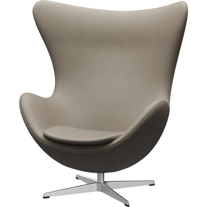 Fritz Hansen Het ei - leer Essential lichtgrijs - aluminium